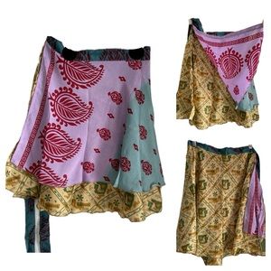 NWT-Sz.Regular-💯% Reclaimed Reversible Silk Sari Skirt- No Two are alike